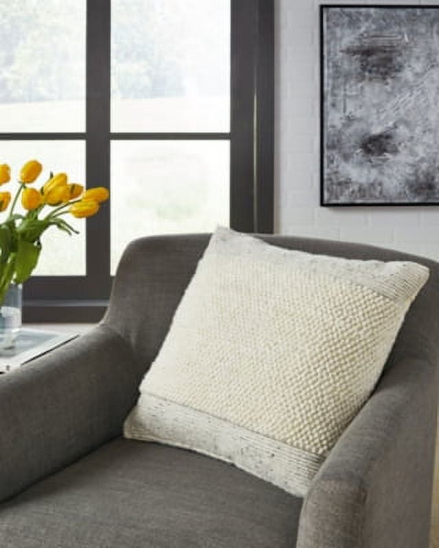 Nordic Off-White Popcorn Stitch Square Throw Pillow