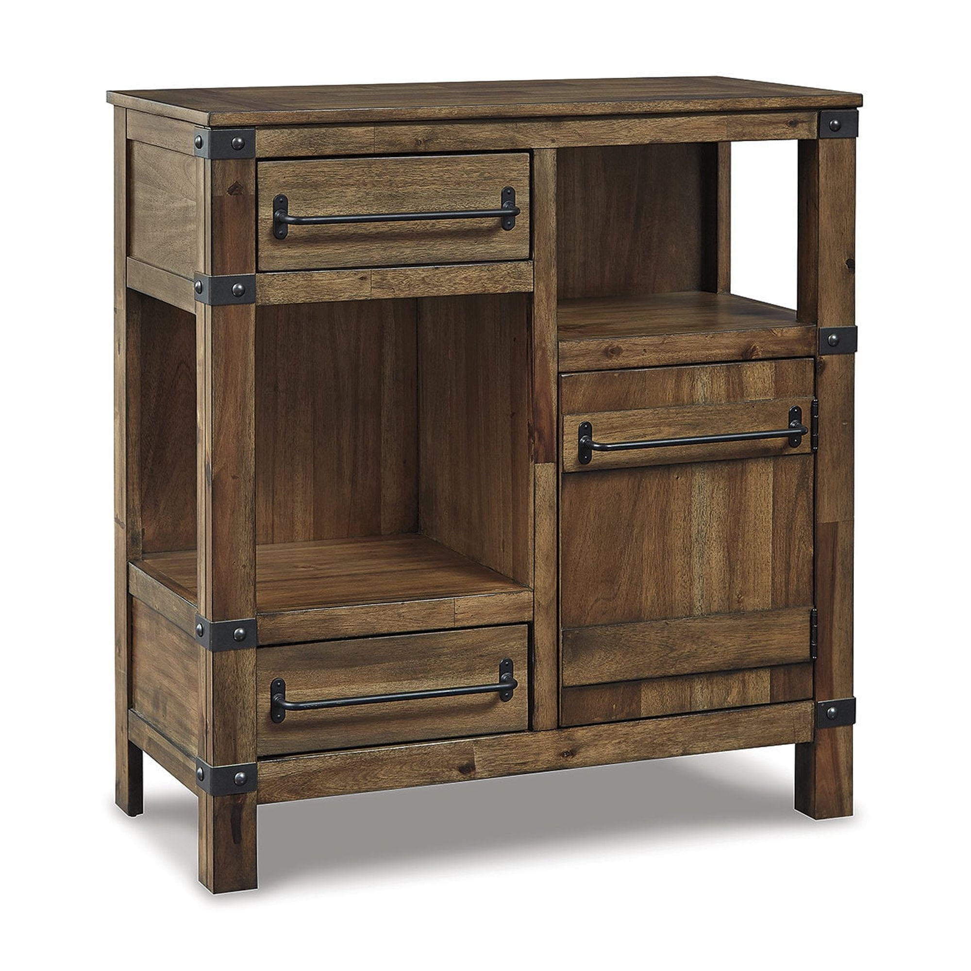 Brown Acacia Accent Cabinet with Adjustable Shelving