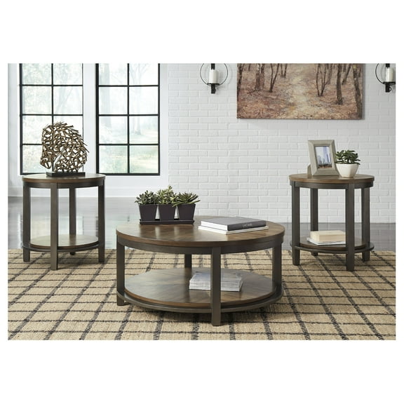 Signature Design by Ashley Casual Roybeck Table (Set of 3) Light Brown/Bronze