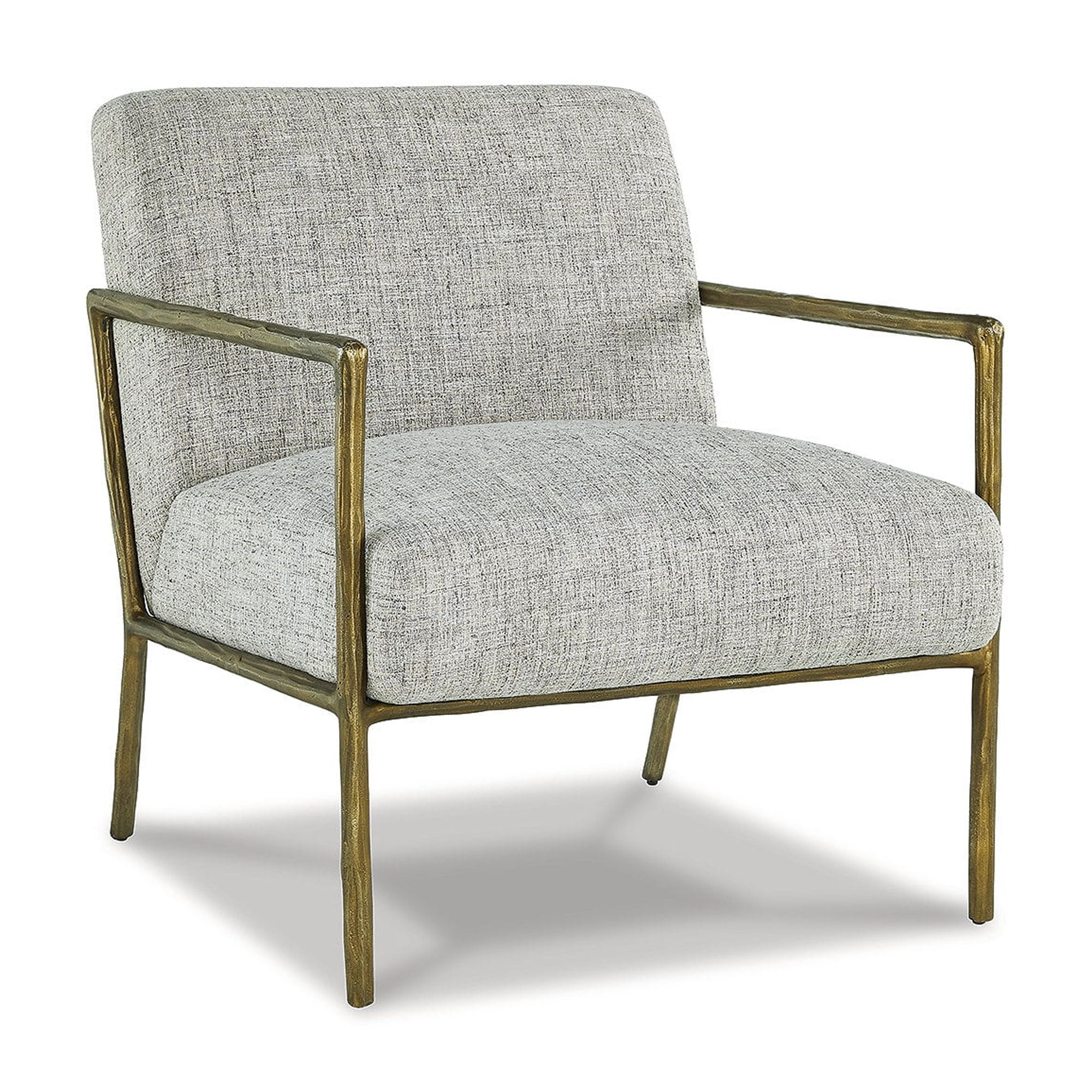 Transitional Ryandale Gold Metal Accent Chair in Sterling Beige