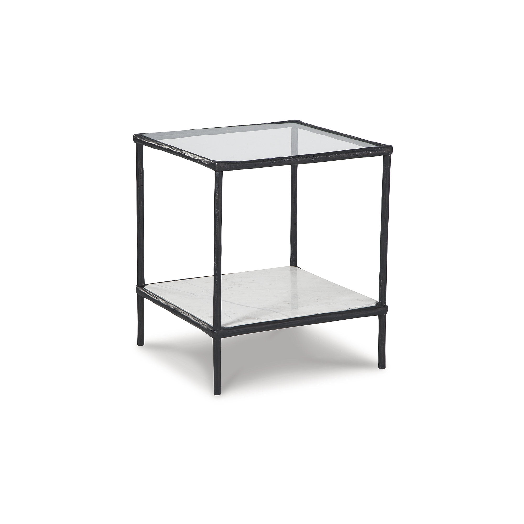 Ryandale 20.75'' Square Gray Metal and Glass Accent Table