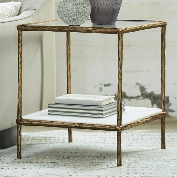 Signature Design by Ashley Casual Ryandale Accent Table Antique Brass Finish