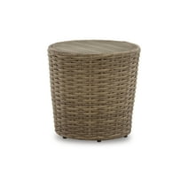 Signature Design by Ashley Casual Sandy Bloom Outdoor End Table  Beige