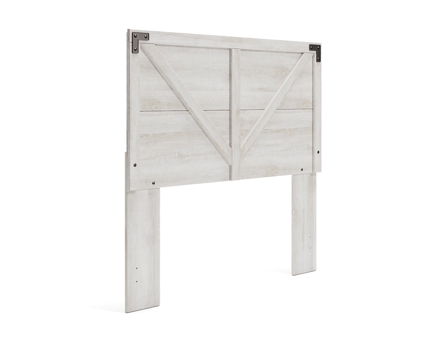 Full Whitewash Wood Panel Headboard with Crossbuck Detail