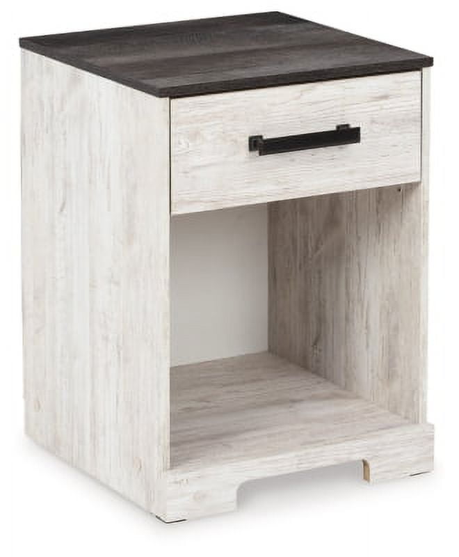 Gray and White 1-Drawer Nightstand with Open Cubby