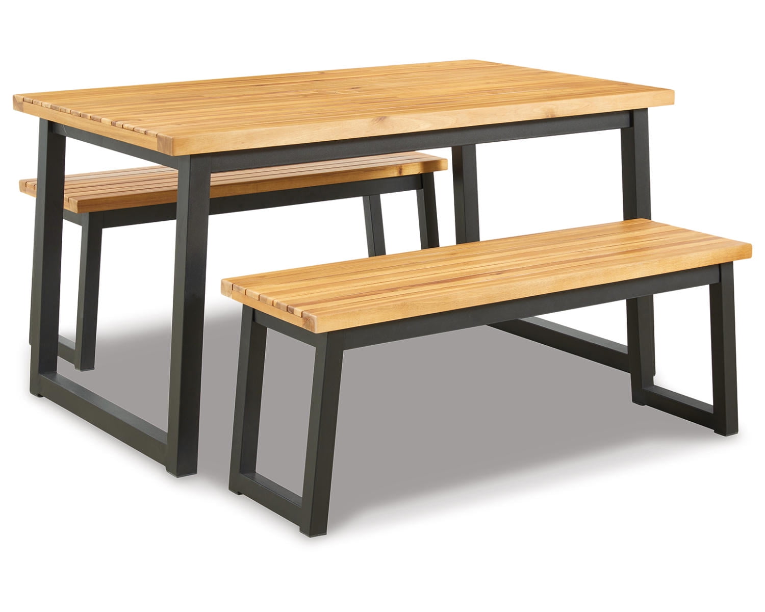 Uptown Acacia Wood & Steel 4-Person Outdoor Dining Set - Black/Brown