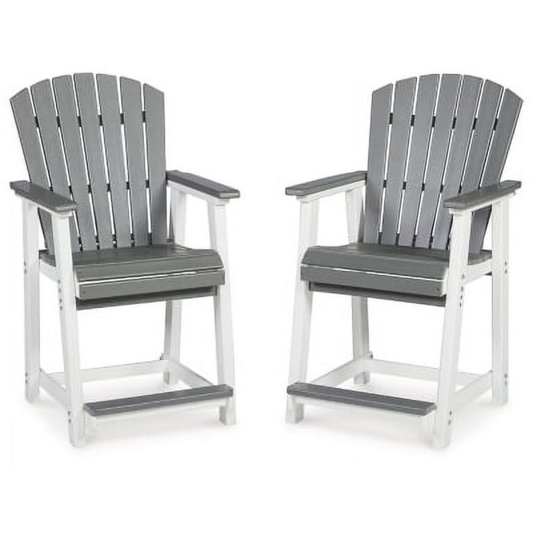 Transville Outdoor Counter Height Stool (set of 2) - Gray/White Transville Outdoor Counter Height Stool (set of 2) - Gray/White