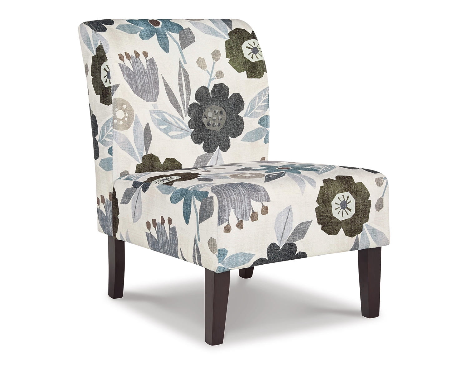 Triptis Floral Armless Accent Chair in Blue, Gray, and Beige