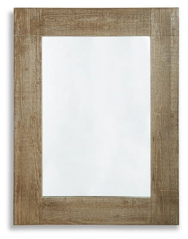 Distressed Brown Rectangular Wood Bathroom Accent Mirror