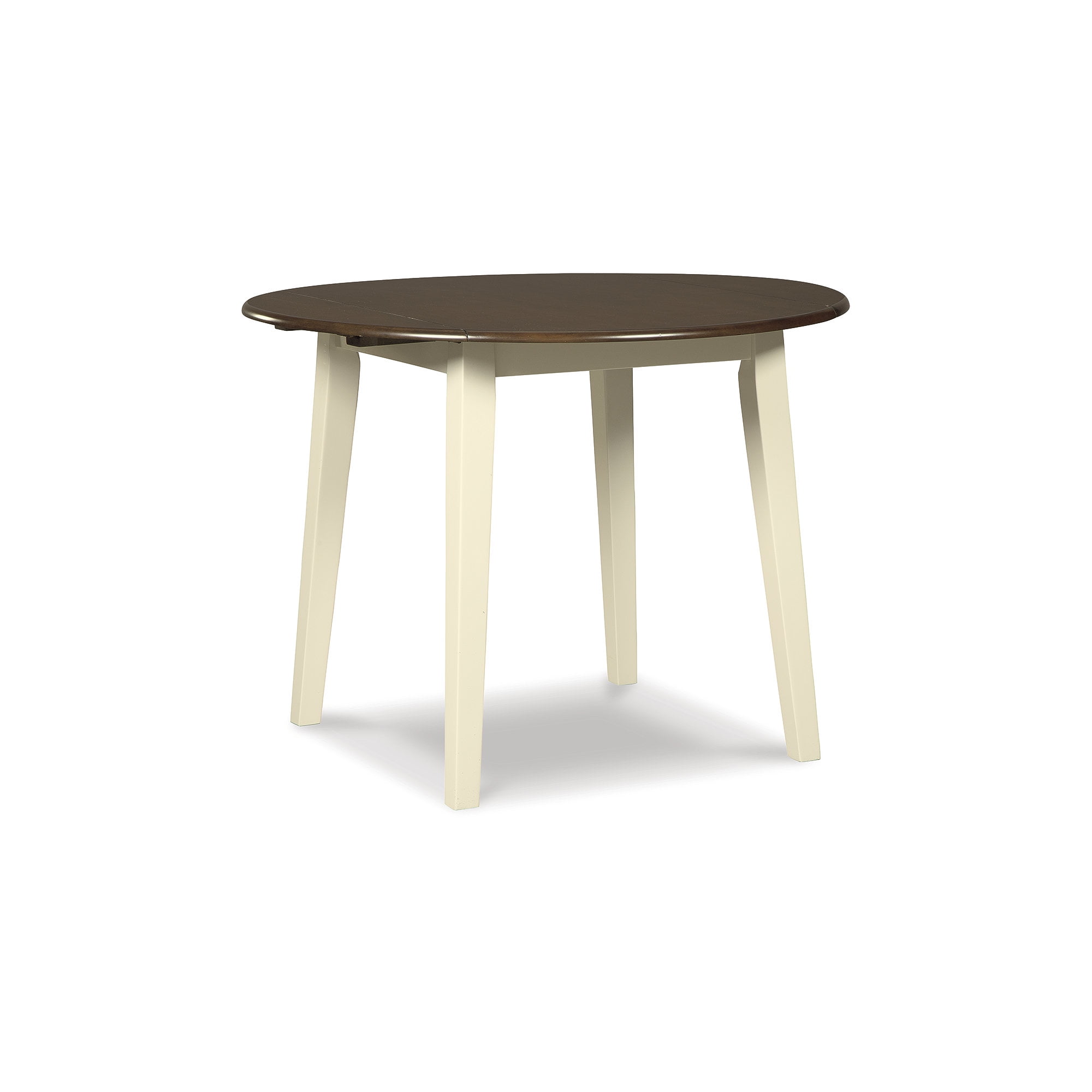Cottage Charm Cream and Brown Round Extendable Dining Table