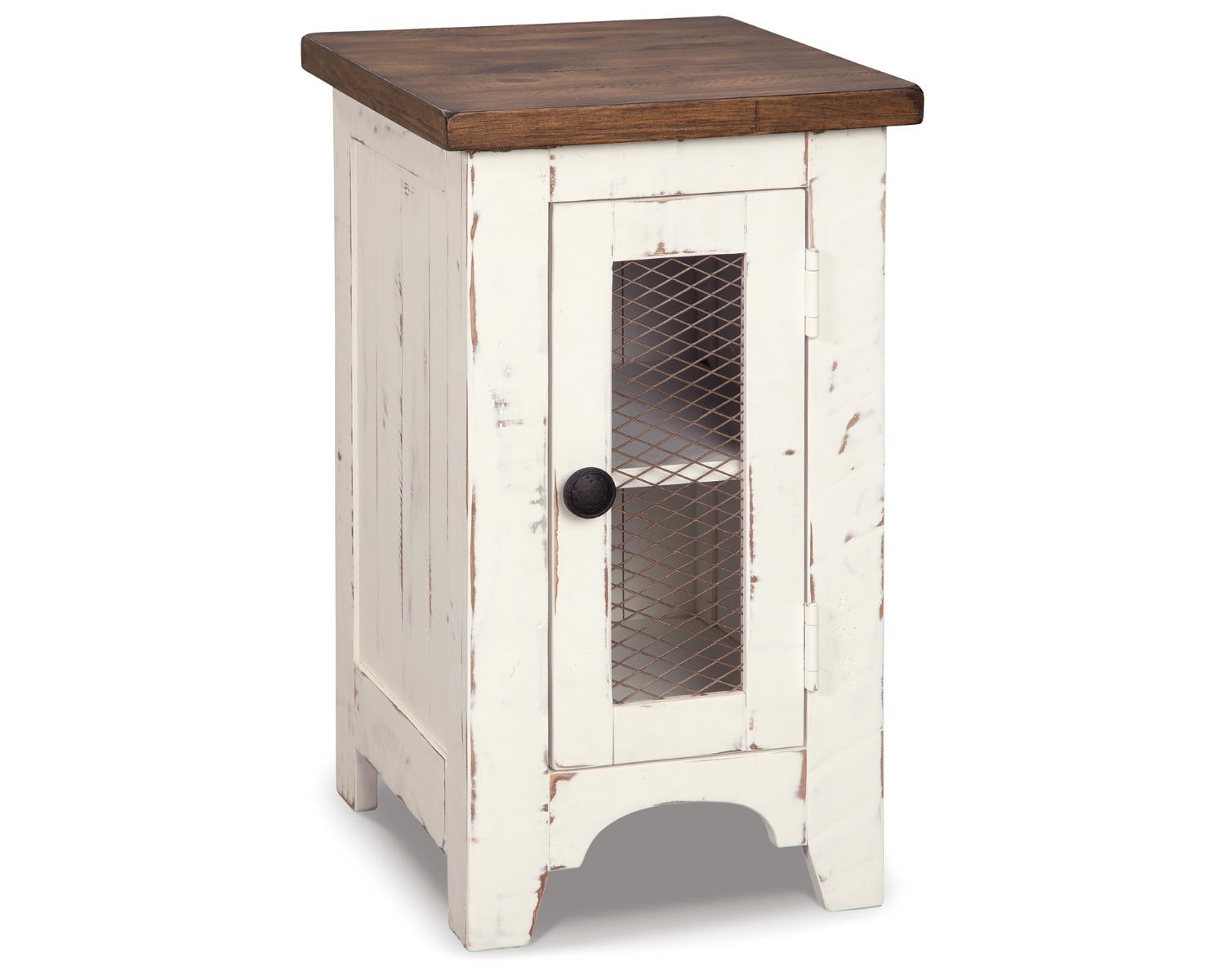 Modern Farmhouse Two-Tone Chairside Table with Storage