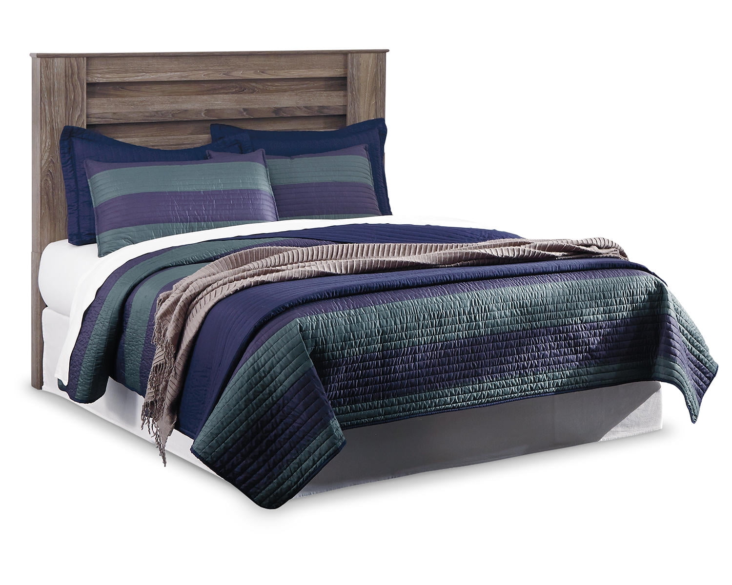 Warm Gray Queen Wood Frame Poster Bed with Drawer