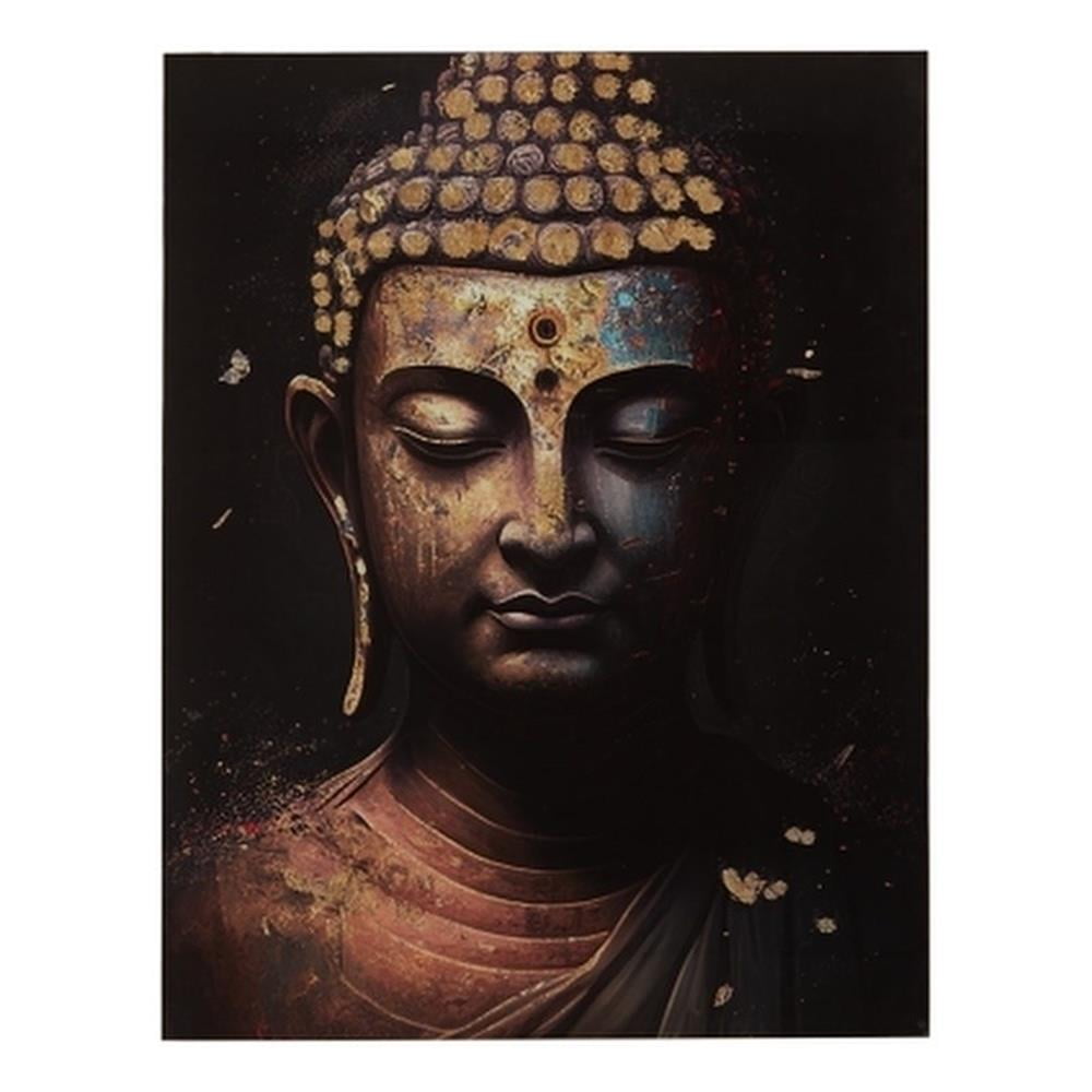 Black and Gold Glass Buddha Wall Art, 36" x 48"
