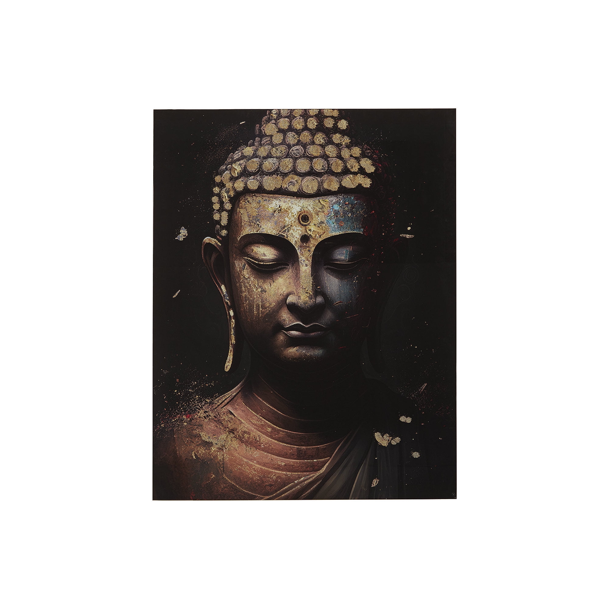 Black and Gold Glass Buddha Wall Art, 36" x 48"