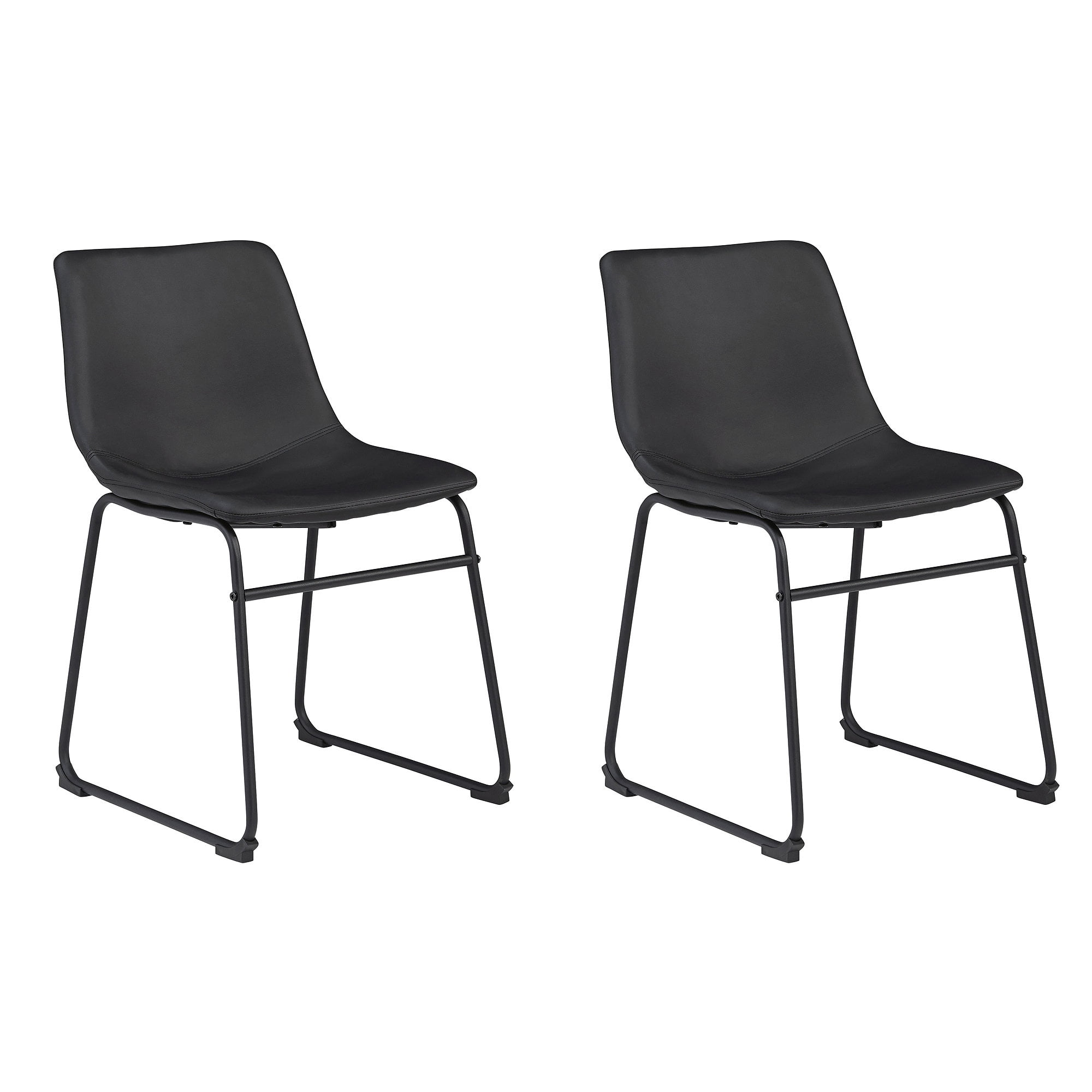 Black Faux Leather Upholstered Side Chair with Metal Frame