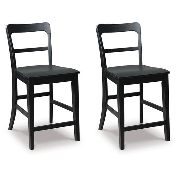 Signature Design by Ashley Chadworth Solid Wood Counter Height Barstool, Set of 2, Black