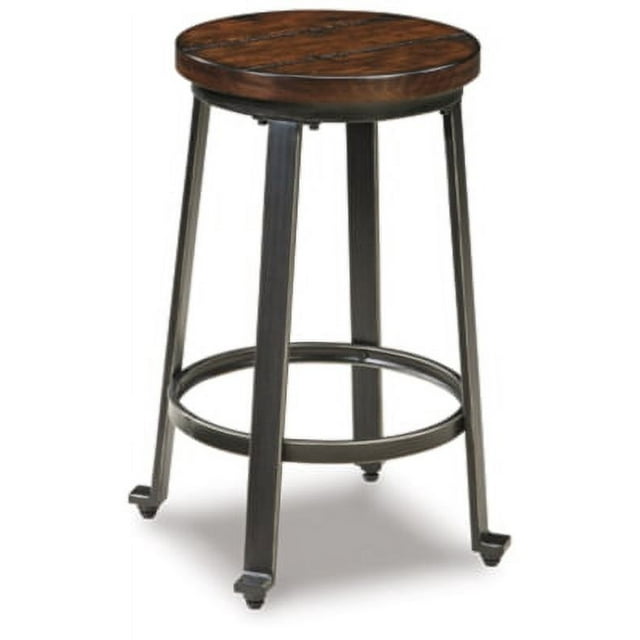 Signature Design by Ashley Challiman Industrial Counter Height Bar Stool, Brown (Set of 2)