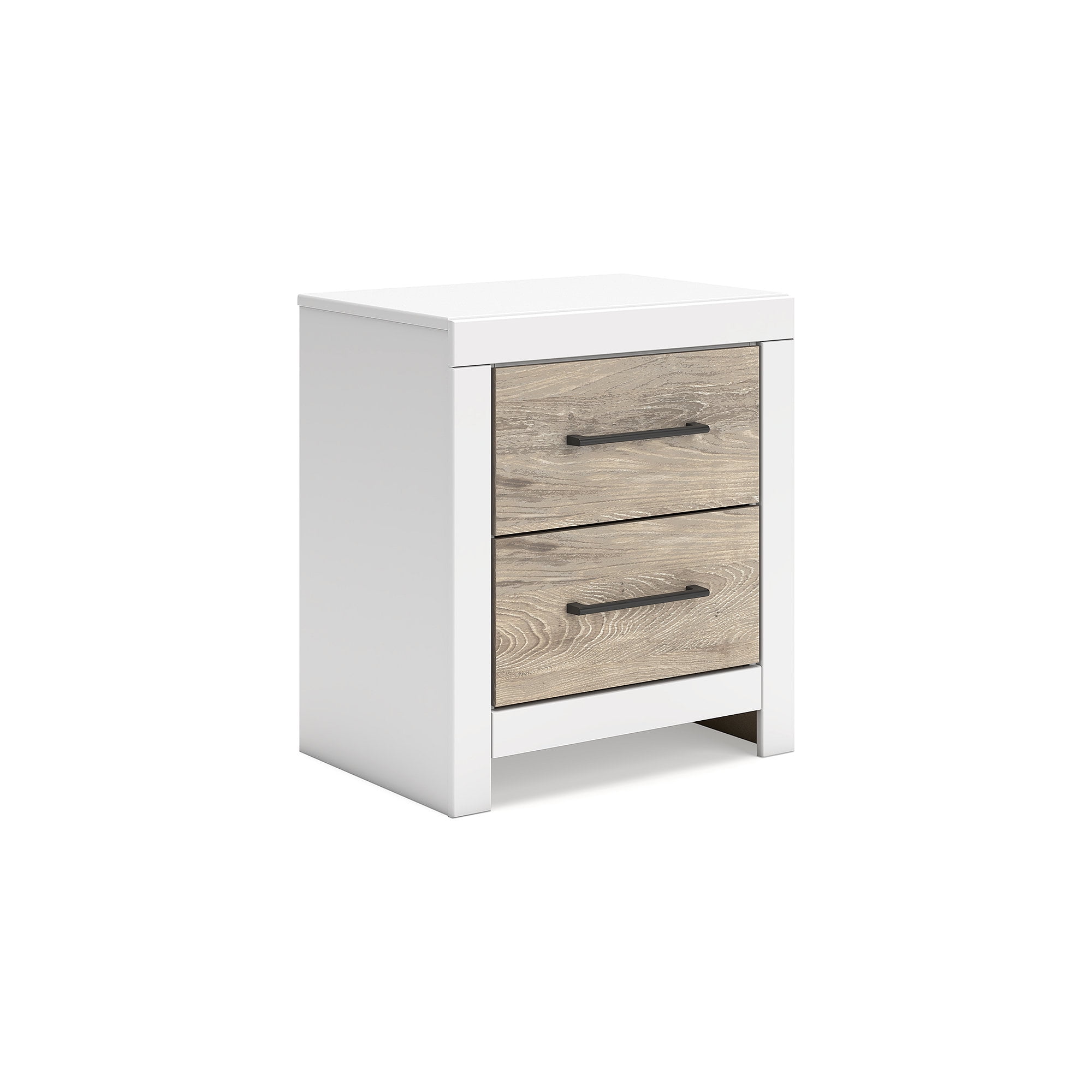 White and Light Brown 2-Drawer Transitional Nightstand