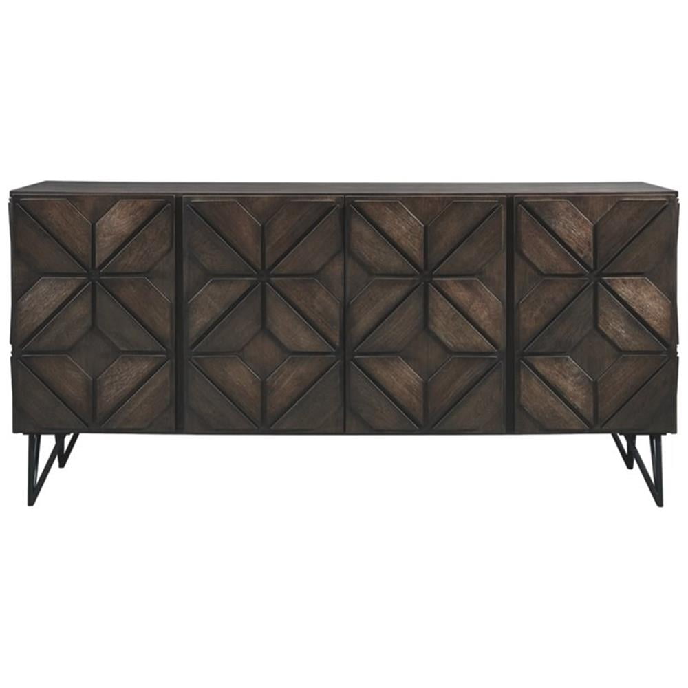 Modern Espresso 72'' TV Console with Dimensional Overlay Cabinet