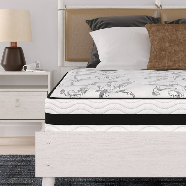 Signature Design by Ashley  Chime 10 Inch Hybrid Twin Mattress in a Box, White