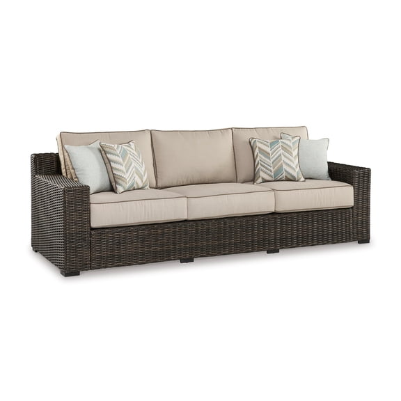 Signature Design by Ashley Coastline Bay Brown Outdoor Sofa with Cushion