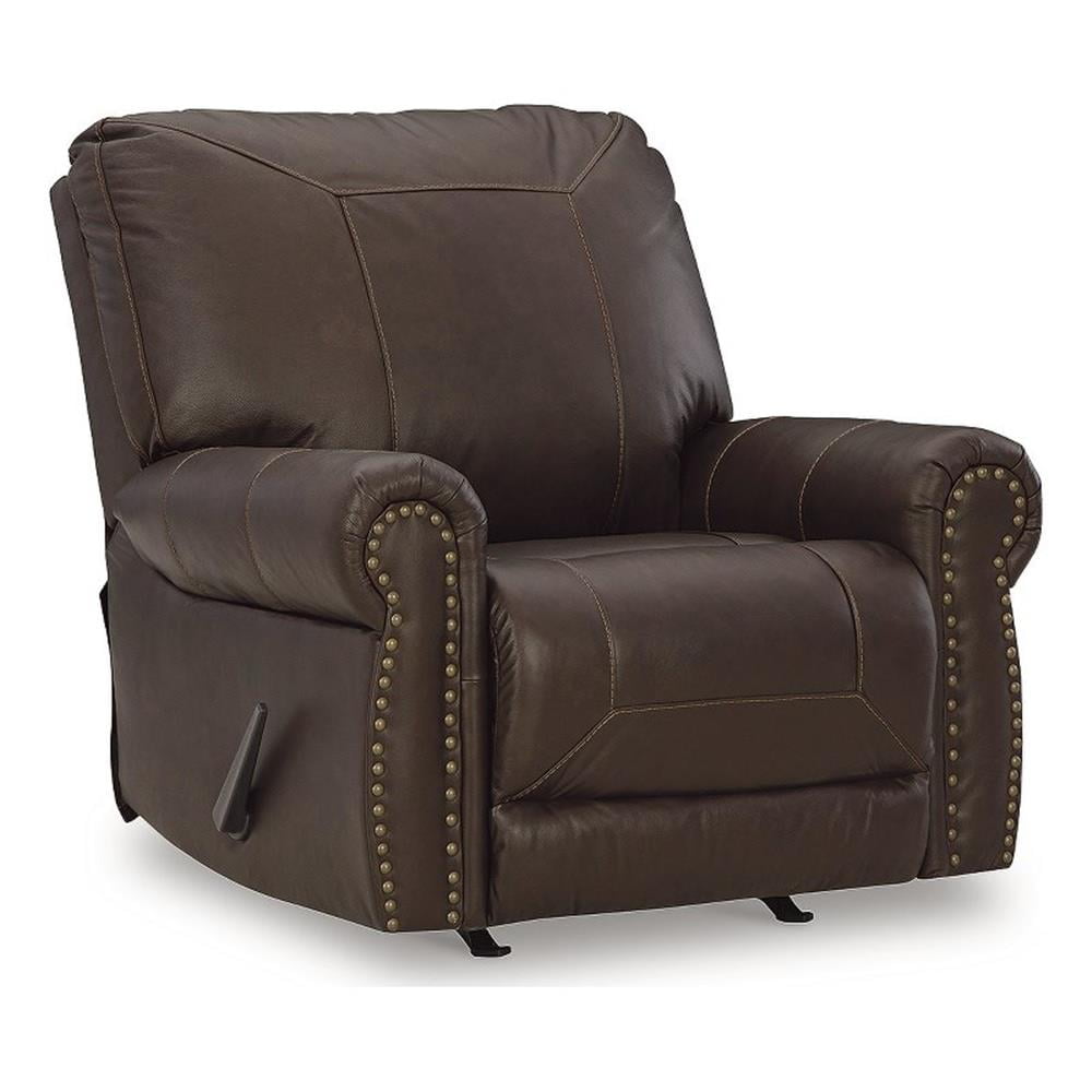 Colleton Dark Brown Leather Recliner with Nailhead Trim