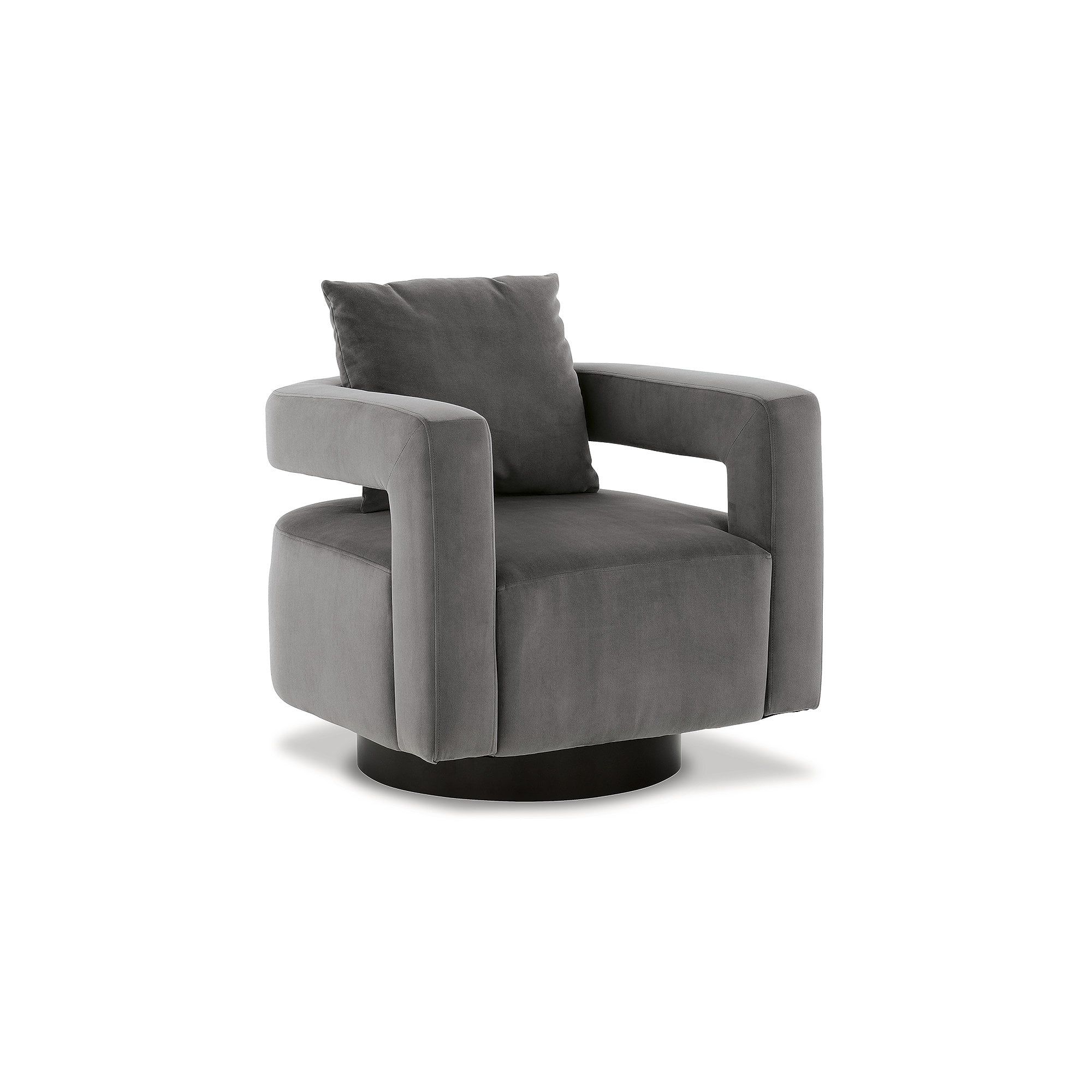 Transitional Gray Velvet Swivel Accent Chair 31.25"