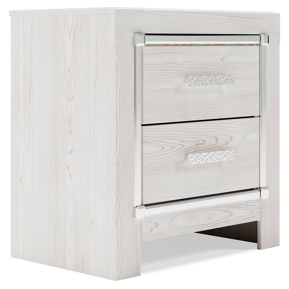 Signature Design by Ashley Contemporary Altyra 2 Drawer Nightstand, White