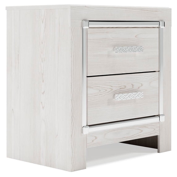 Signature Design by Ashley Contemporary Altyra 2 Drawer Nightstand, White