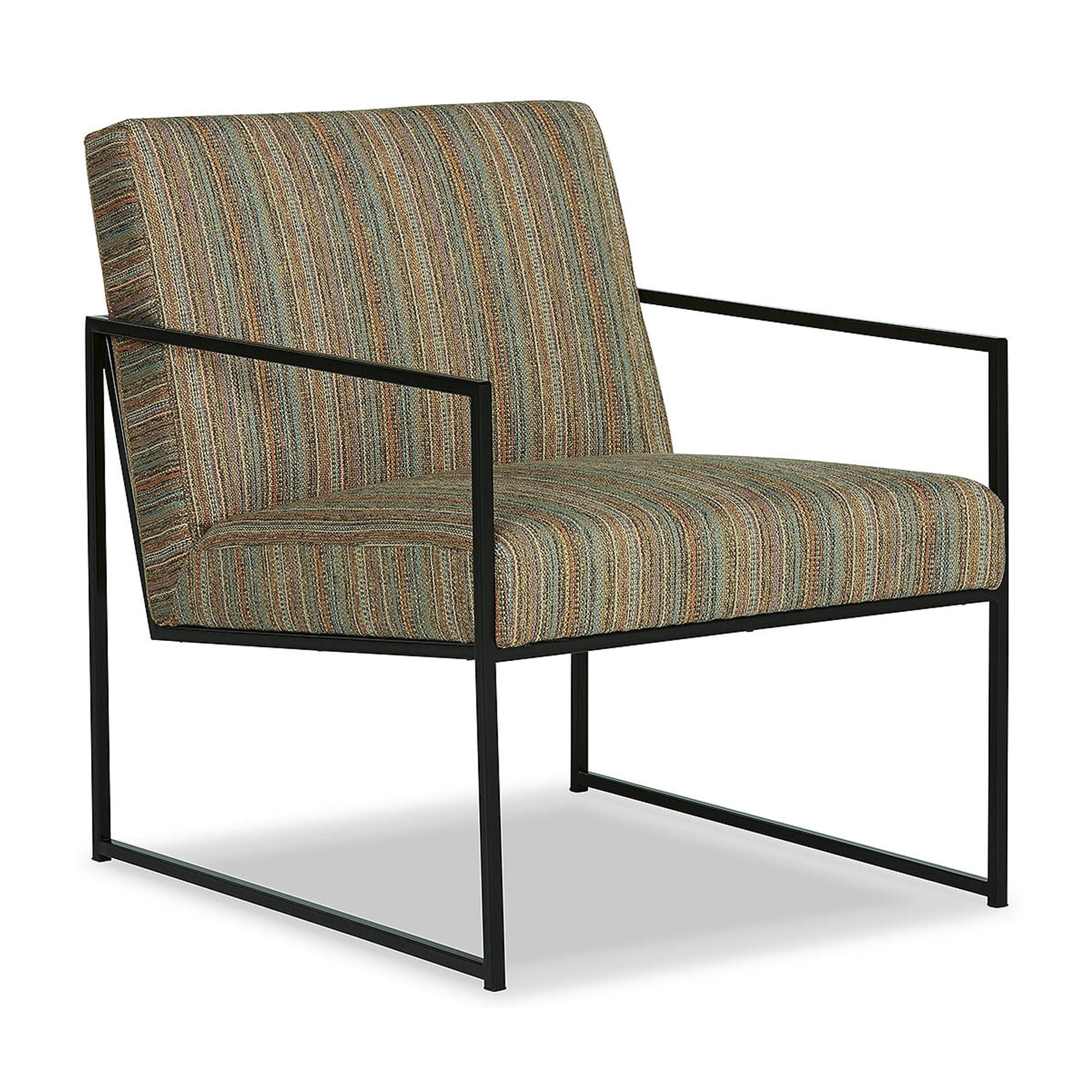 Contemporary Aniak Velvet Accent Chair in Blue and Beige
