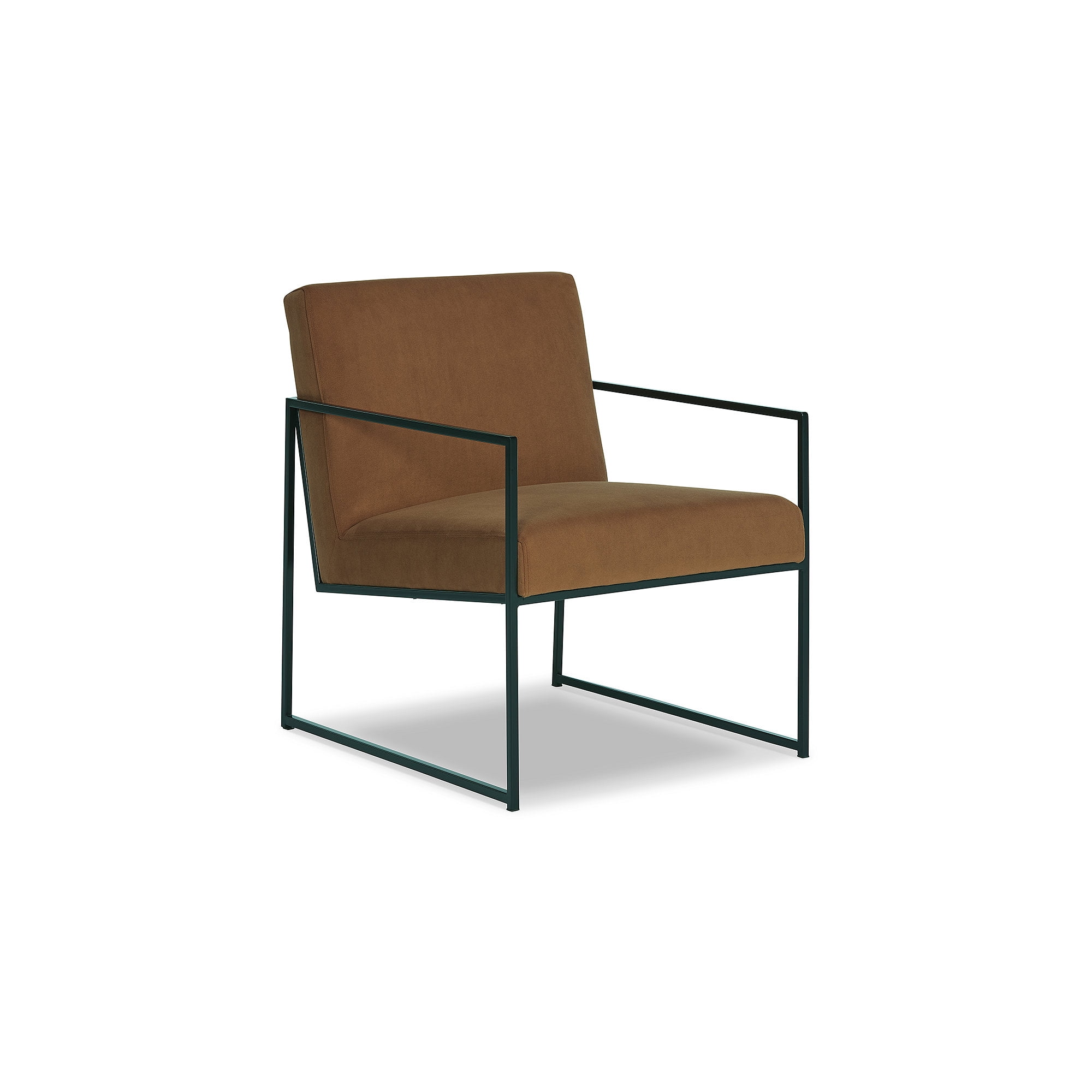 Spice-Hued Velvet Contemporary Accent Chair with Metal Frame