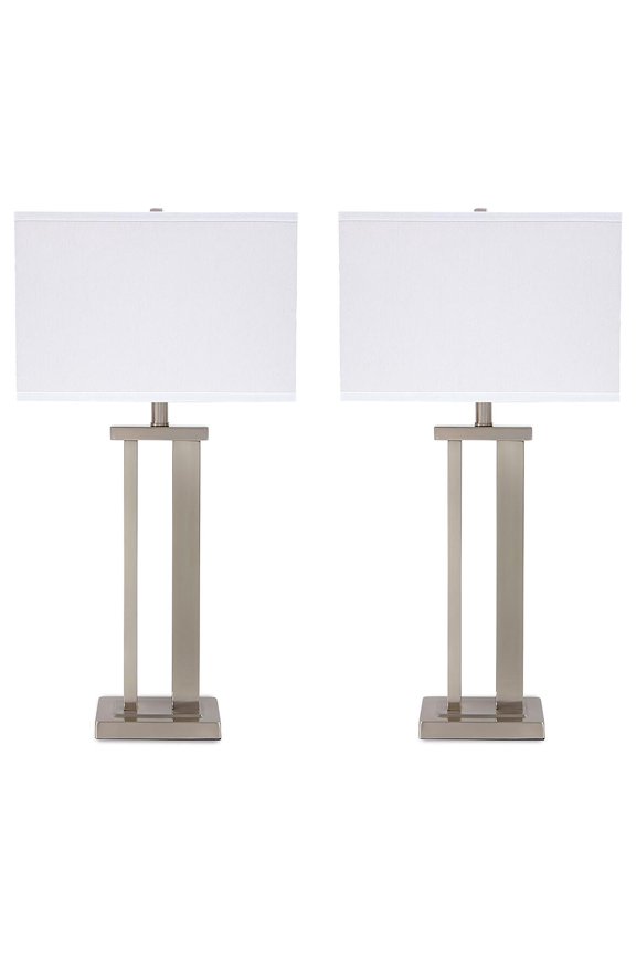 Contemporary Aniela Table Lamp, Set of 2, Silver Finish