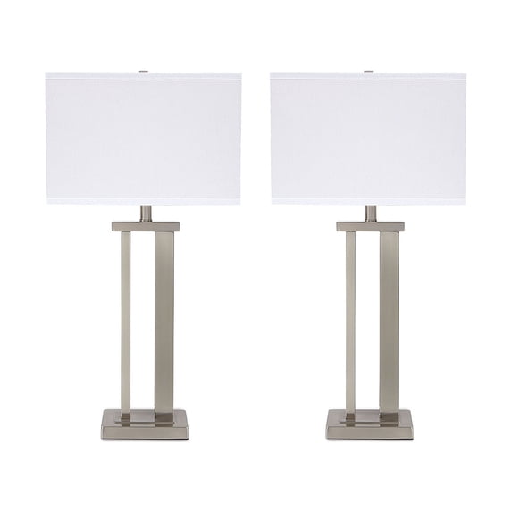 Signature Design by Ashley Contemporary Aniela Table Lamp, Set of 2, Silver Finish