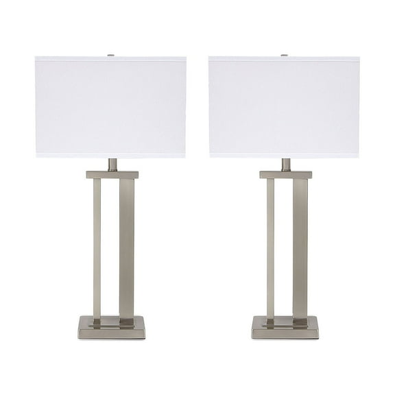 Signature Design by Ashley Contemporary Aniela Table Lamp, Set of 2, Silver Finish