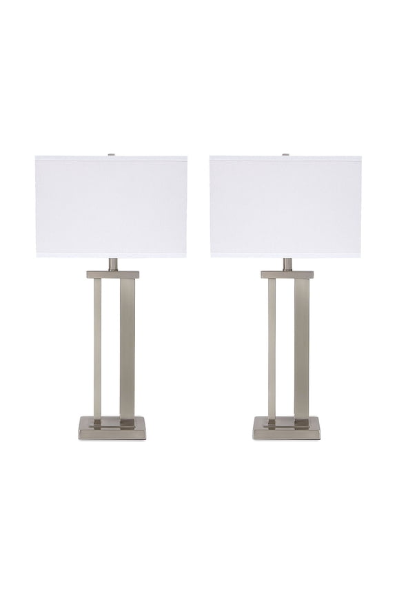 Contemporary Aniela Table Lamp, Set of 2, Silver Finish