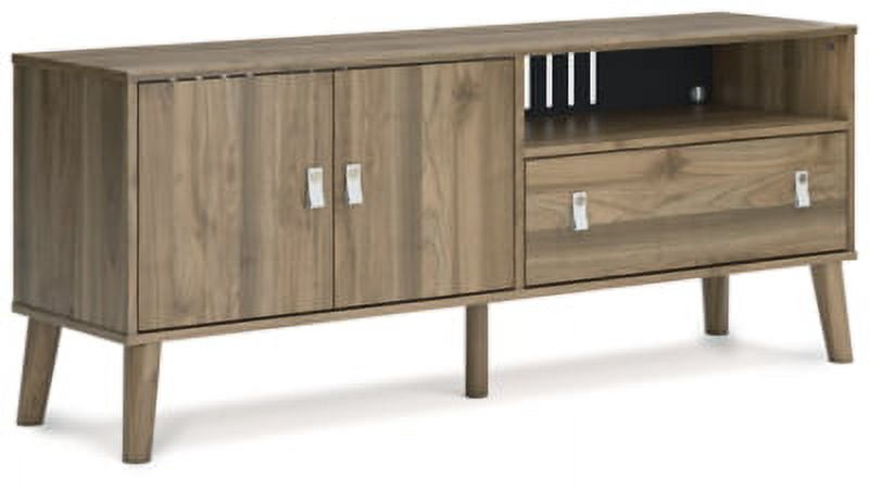Honey Brown Transitional TV Stand with Cabinet and Drawer