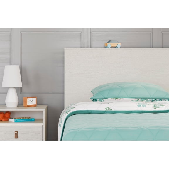 Signature Design by Ashley Aprilyn Twin Bookcase Headboard, White, Modern Headboard with Storage Cubbies and USB Charging