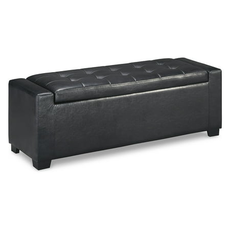 Signature Design by Ashley Contemporary Benches Upholstered Storage Bench Black