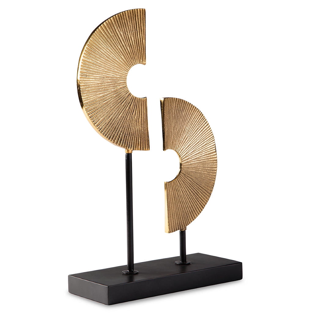 Gold and Black Geometric Metal Sculpture, 16"