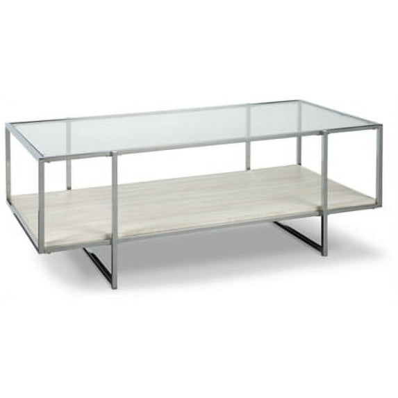 Signature Design by Ashley Contemporary Bodalli Coffee Table Ivory/Chrome