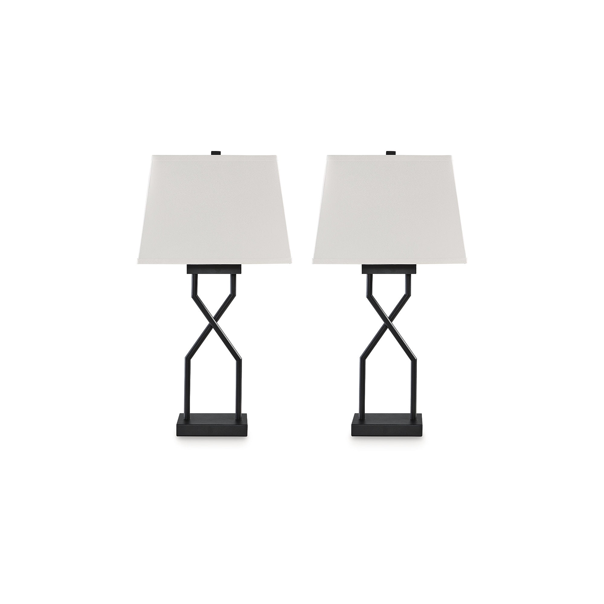 Brookthrone Set of 2 Black Metal Table Lamps with USB Ports
