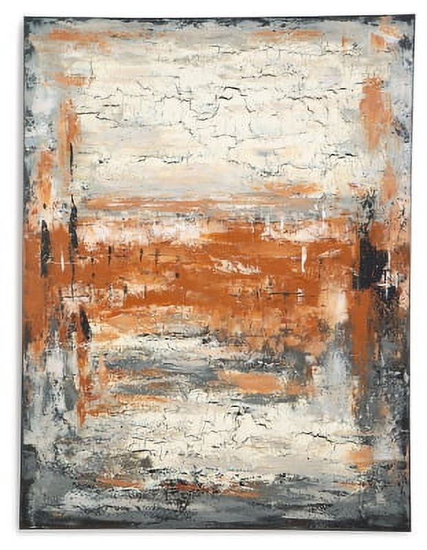 Carmely 48" x 36" Orange and Gray Abstract Canvas Wall Art