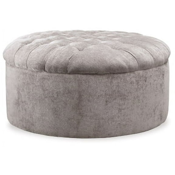 Signature Design by Ashley Contemporary Carnaby Oversized Accent Ottoman Chenille Linen