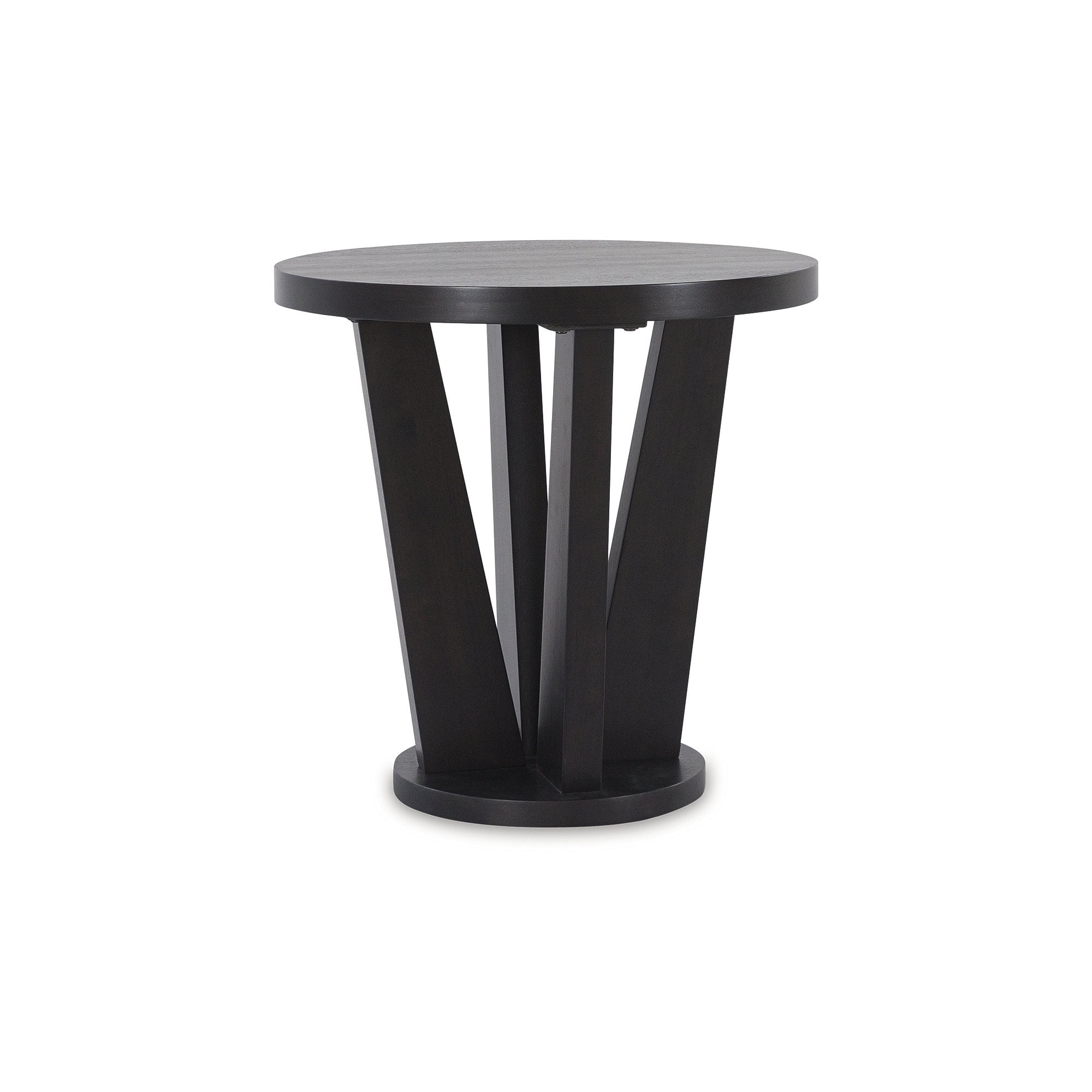 Dark Brown Round Geometric Wood End Table