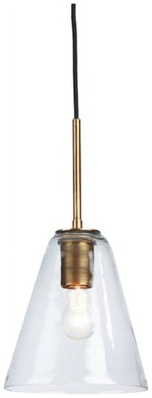 Collbrook Contemporary Clear Glass & Brass Pendant Light