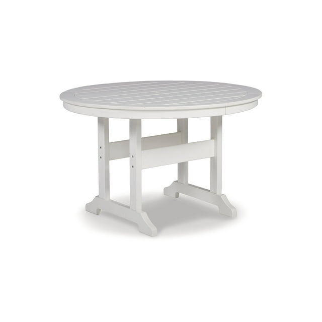 Signature Design by Ashley Contemporary Crescent Luxe Outdoor Dining Table White