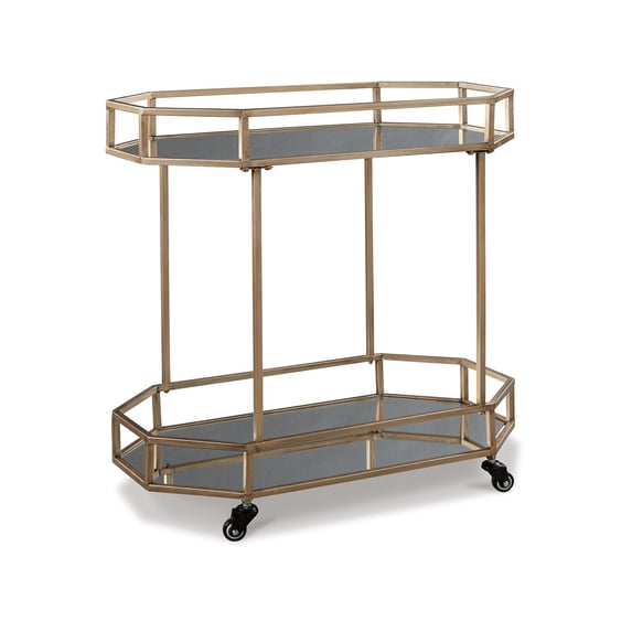 Signature Design by Ashley Contemporary Daymont Bar Cart Gold Finish