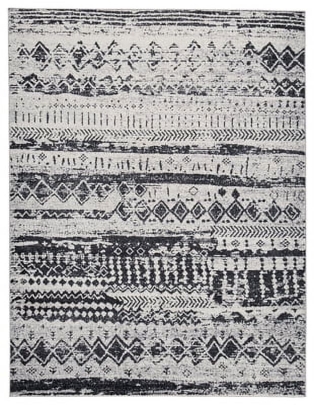 Devman Contemporary Tribal Design 5'2" x 6'10" Rug in Black, Gray, and Cream