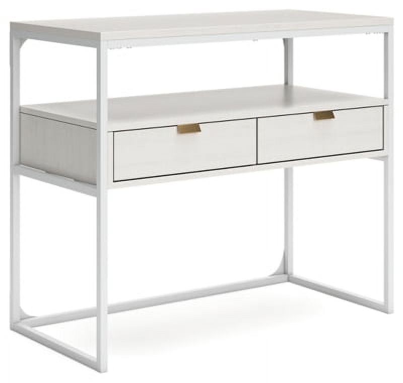 White Oak Rectangular Credenza with Goldtone Hardware
