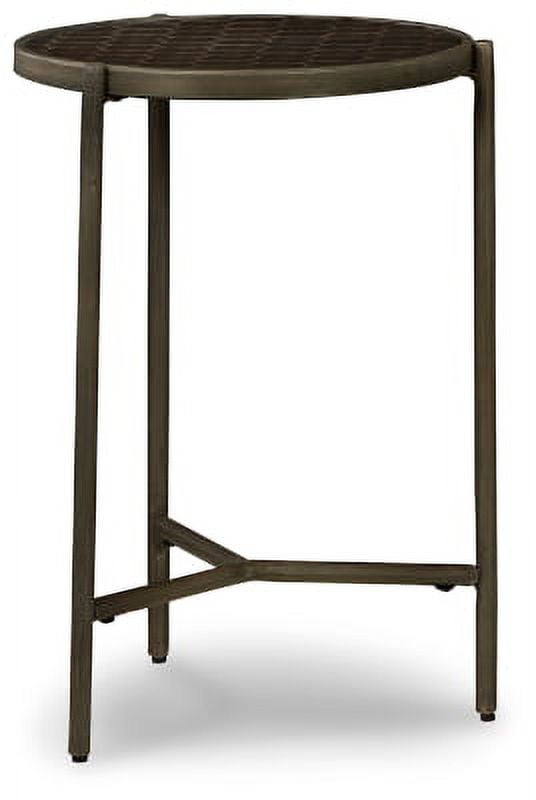 Doraley Round Brown and Gray Wood Metal End Table